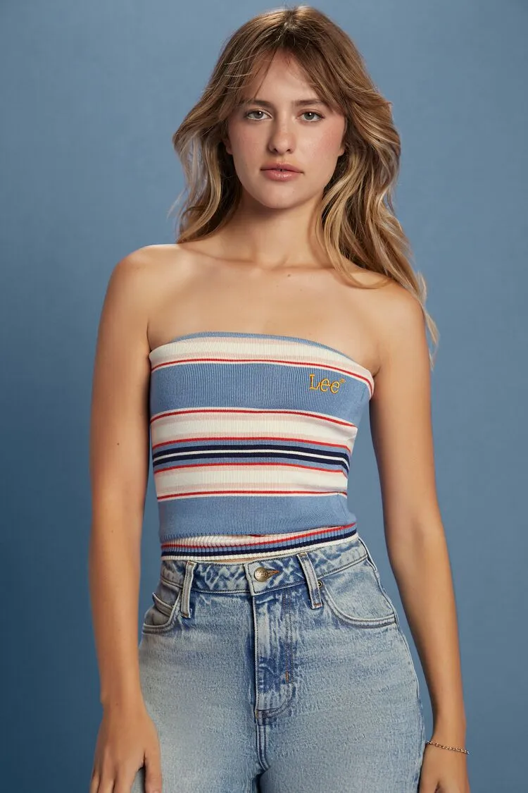 Lee Sweater-Knit Striped Tube Top