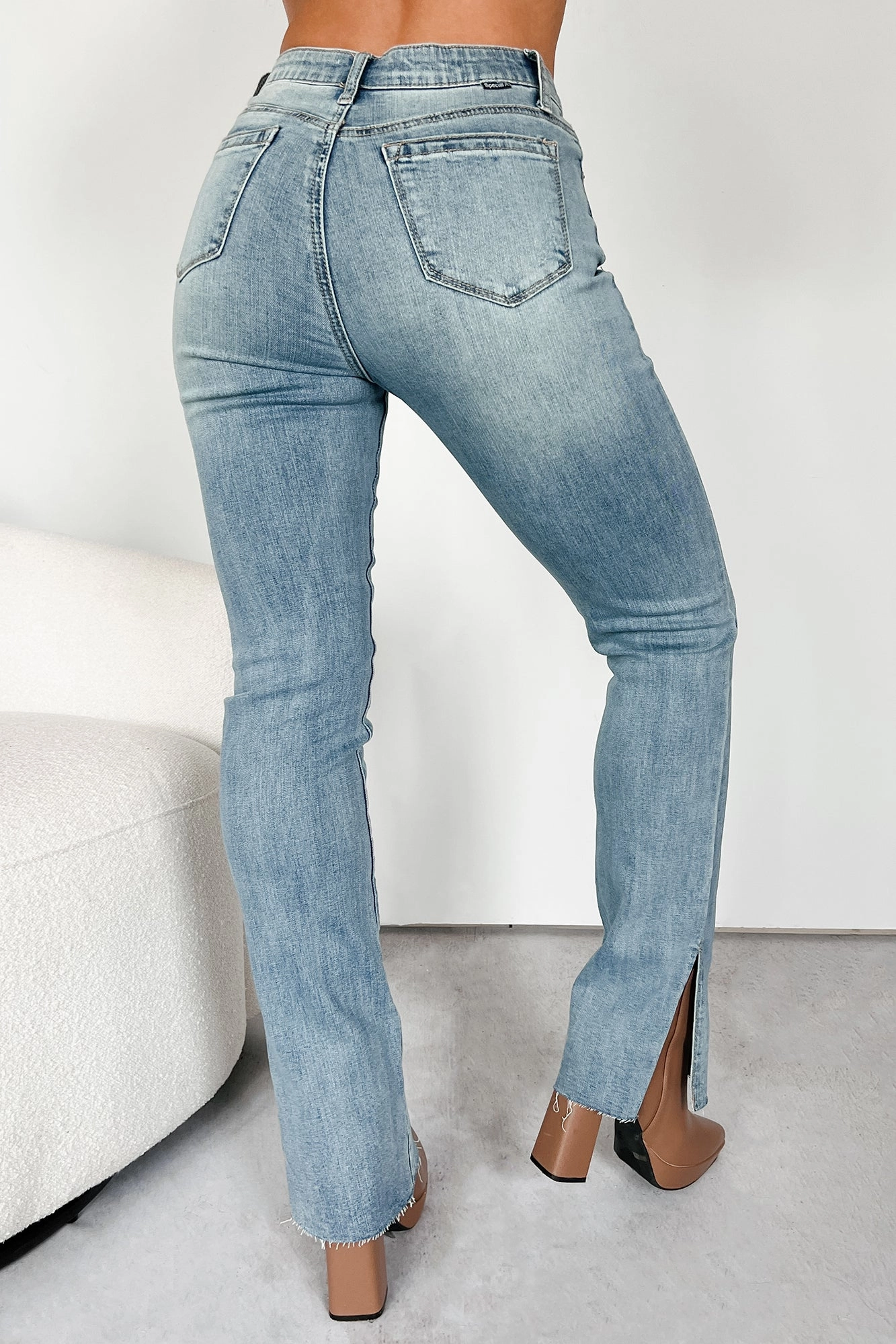 Lee Special A High Rise Tummy Control Side Slit Bootcut Jeans (Medium) Dressy look