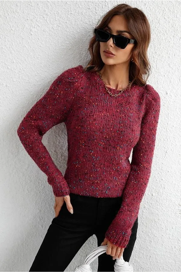 Ultra Soft Handfeel LEG OF MUTTON SLEEVE KNIT SWEATER