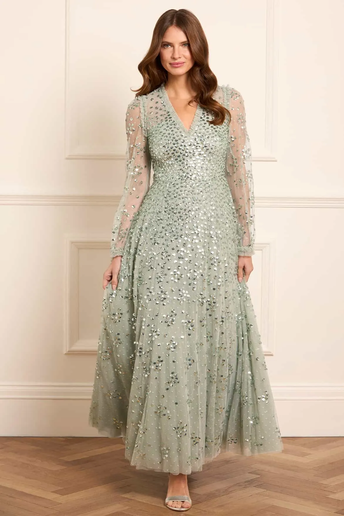 Cotton Skin Easy Flow Leila Dot V-Neck Ankle Gown