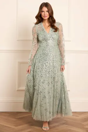 Cotton Skin Easy Flow Leila Dot V-Neck Ankle Gown