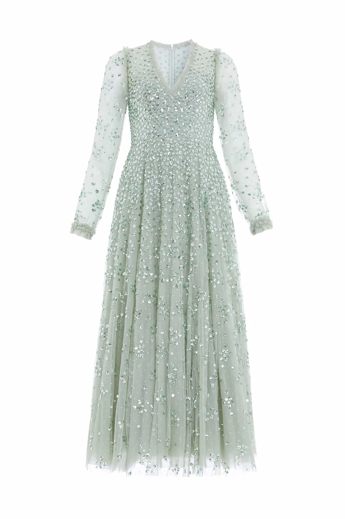 Relax Form Abstract Pattern Leila Dot V-Neck Ankle Gown