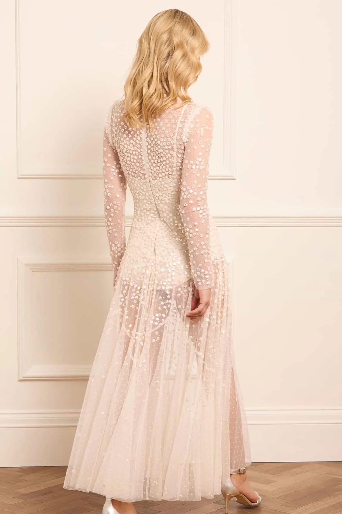 Leila Dot Sheer Ankle Gown Romantic Hour