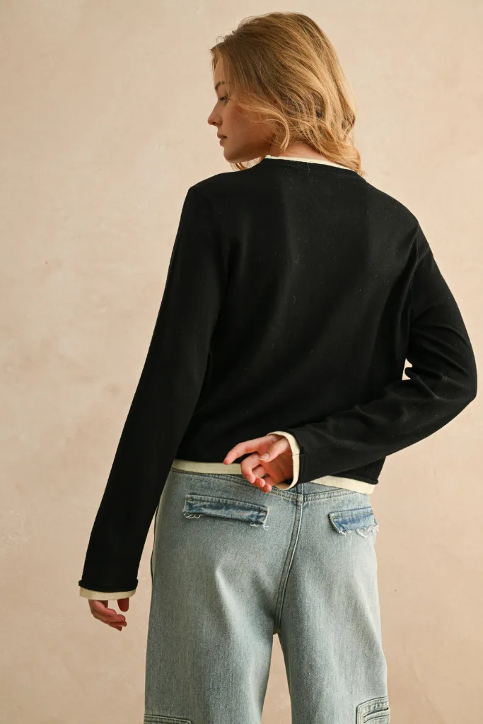 ReflectiveTrims Relaxed Top Leona Layered Top in Black