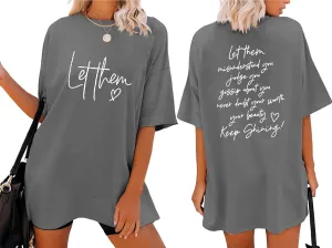 Let Them Shirt for Women Oversized Tshirts Mental Health Awareness Graphic Tees Christian Faith Inspirational Shirts