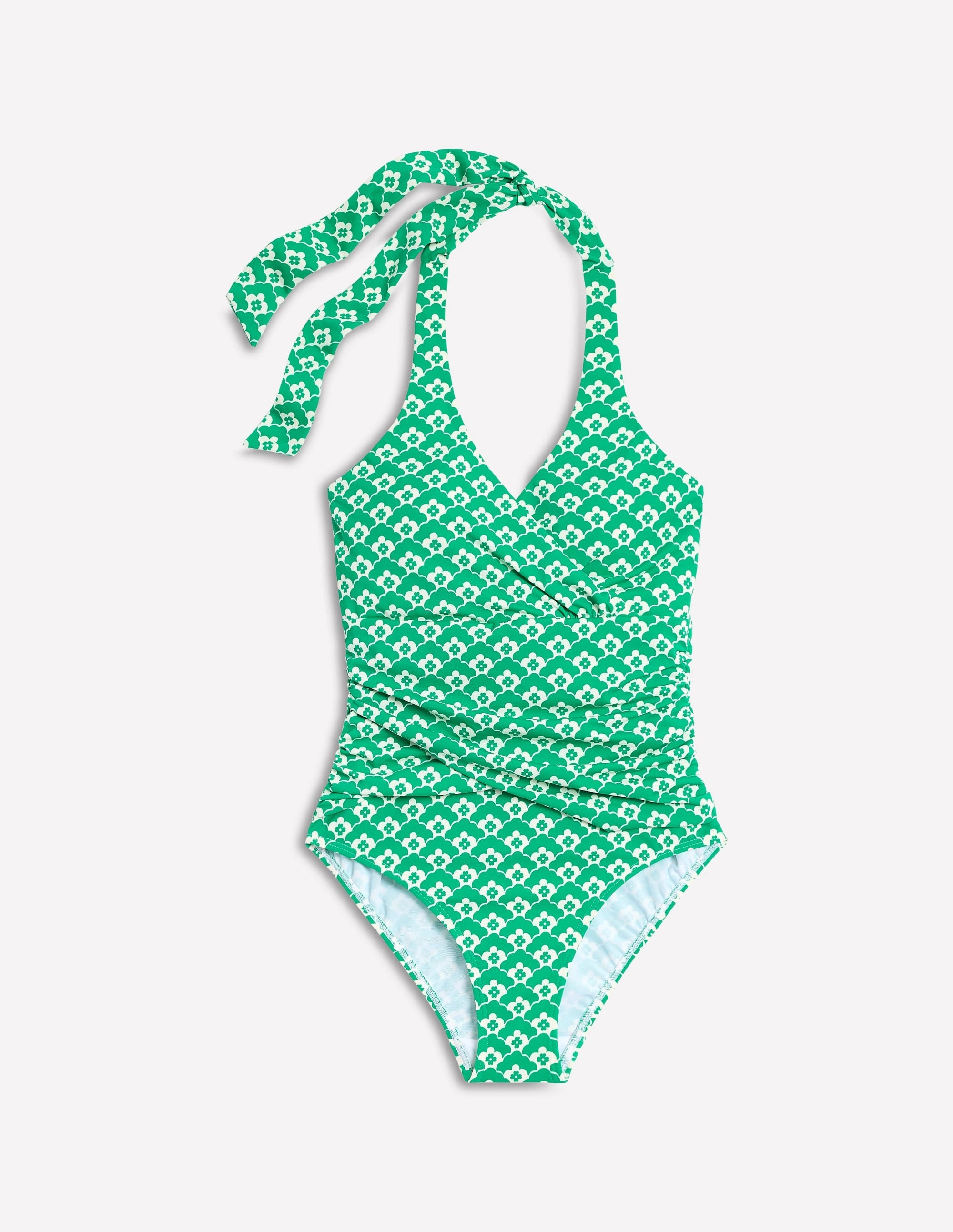 Quick Drying Technology Sustainable Production Process Levanzo Halter Swimsuit-Green Cloud Terrace