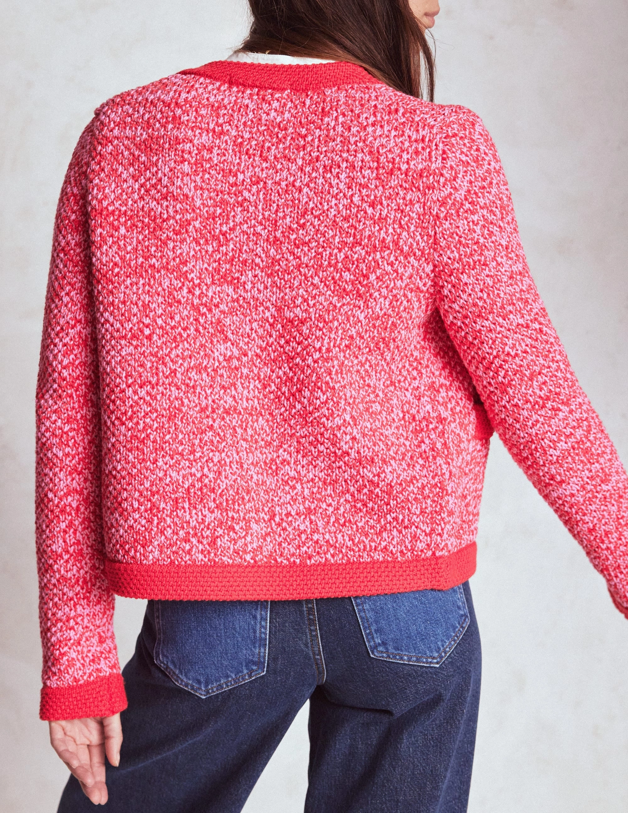 Smart Fit Libby Knitted Jacket-Pink Ribbon/ Poppy Red