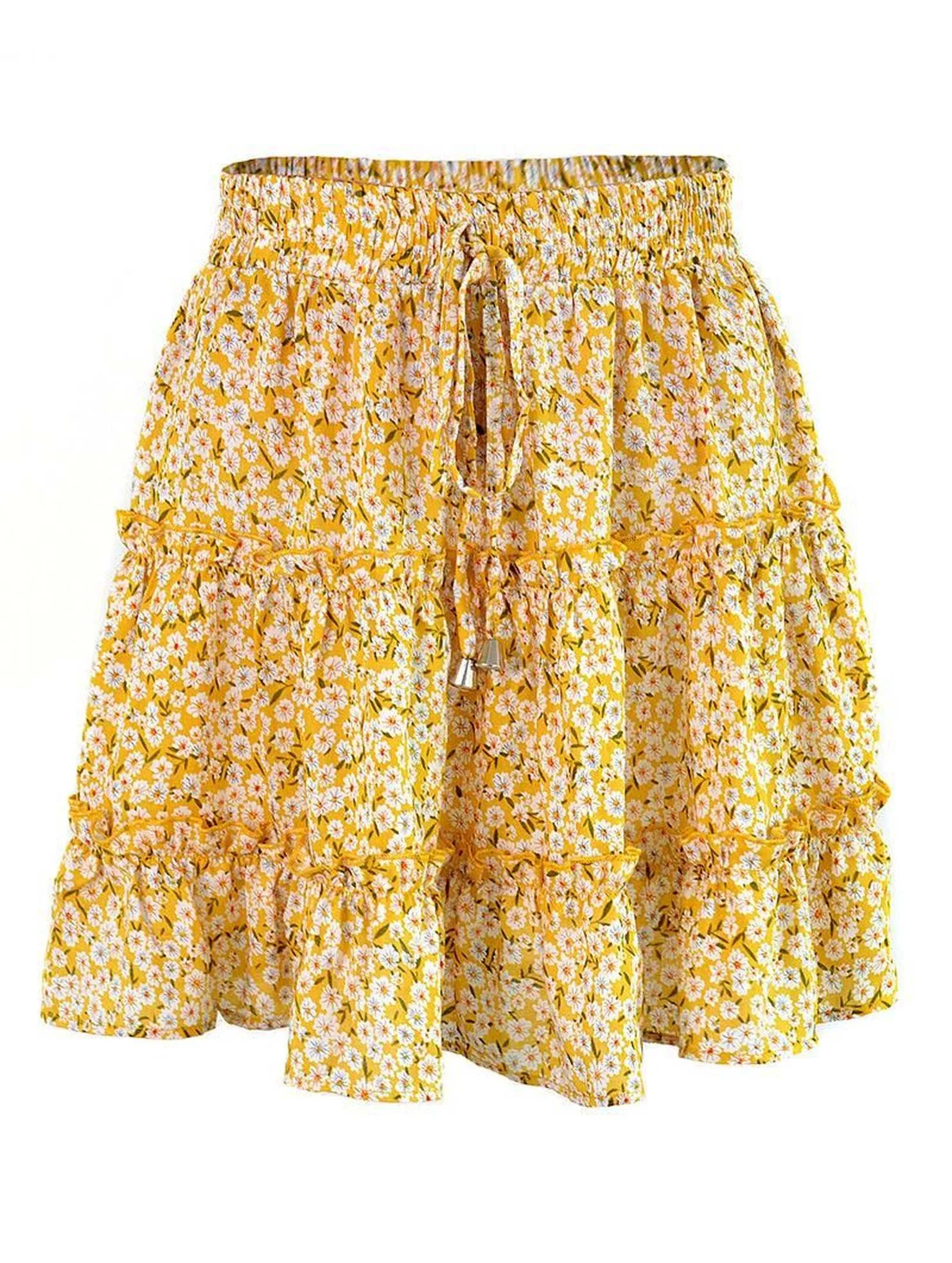 HIGH WAISTED RUFFLED FLORAL A LINE SHORT SKIRT NonIrritatingSeams