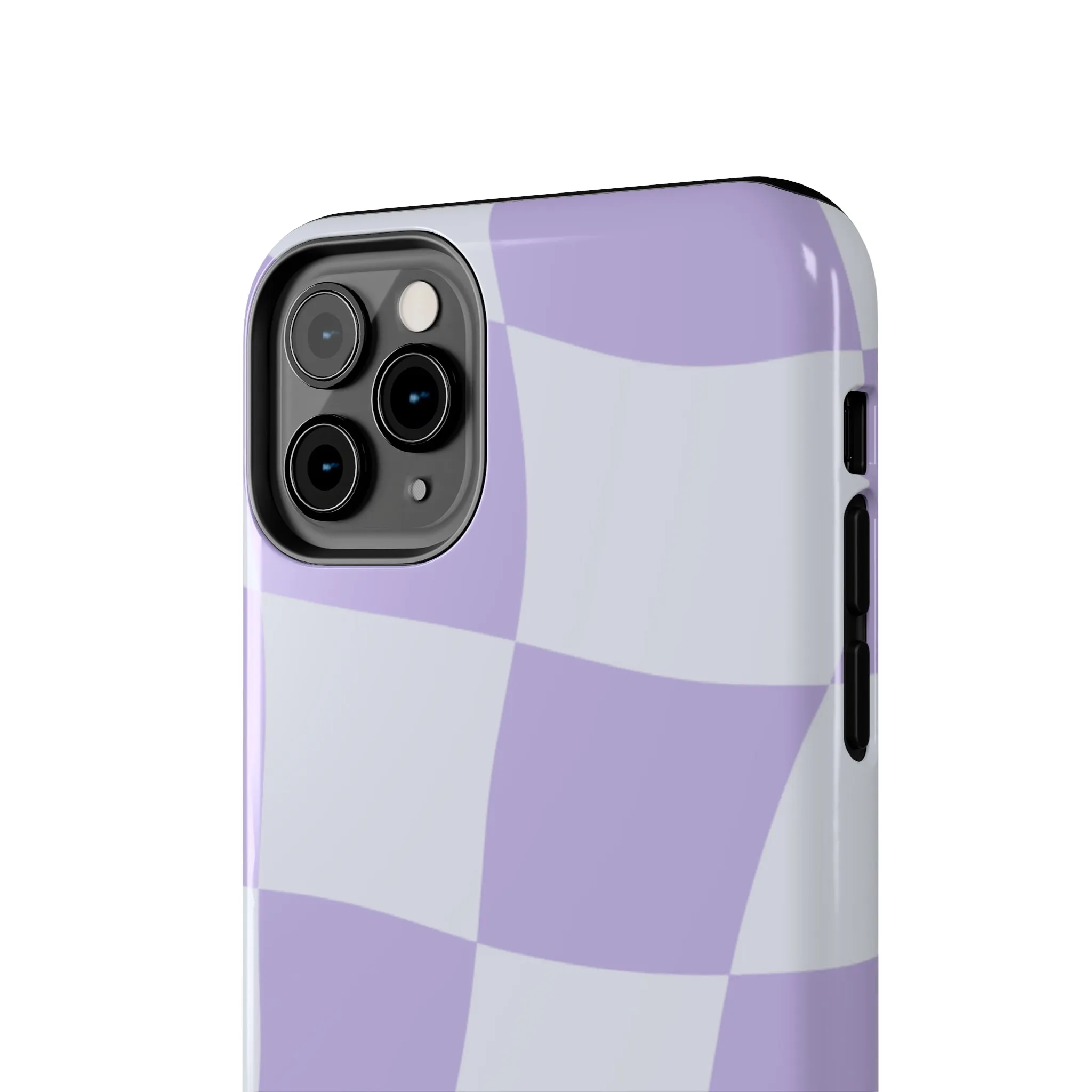 Light Purple Checked Smiley Face Cell Phone Case - Cheerful and Stylish Protective Cover