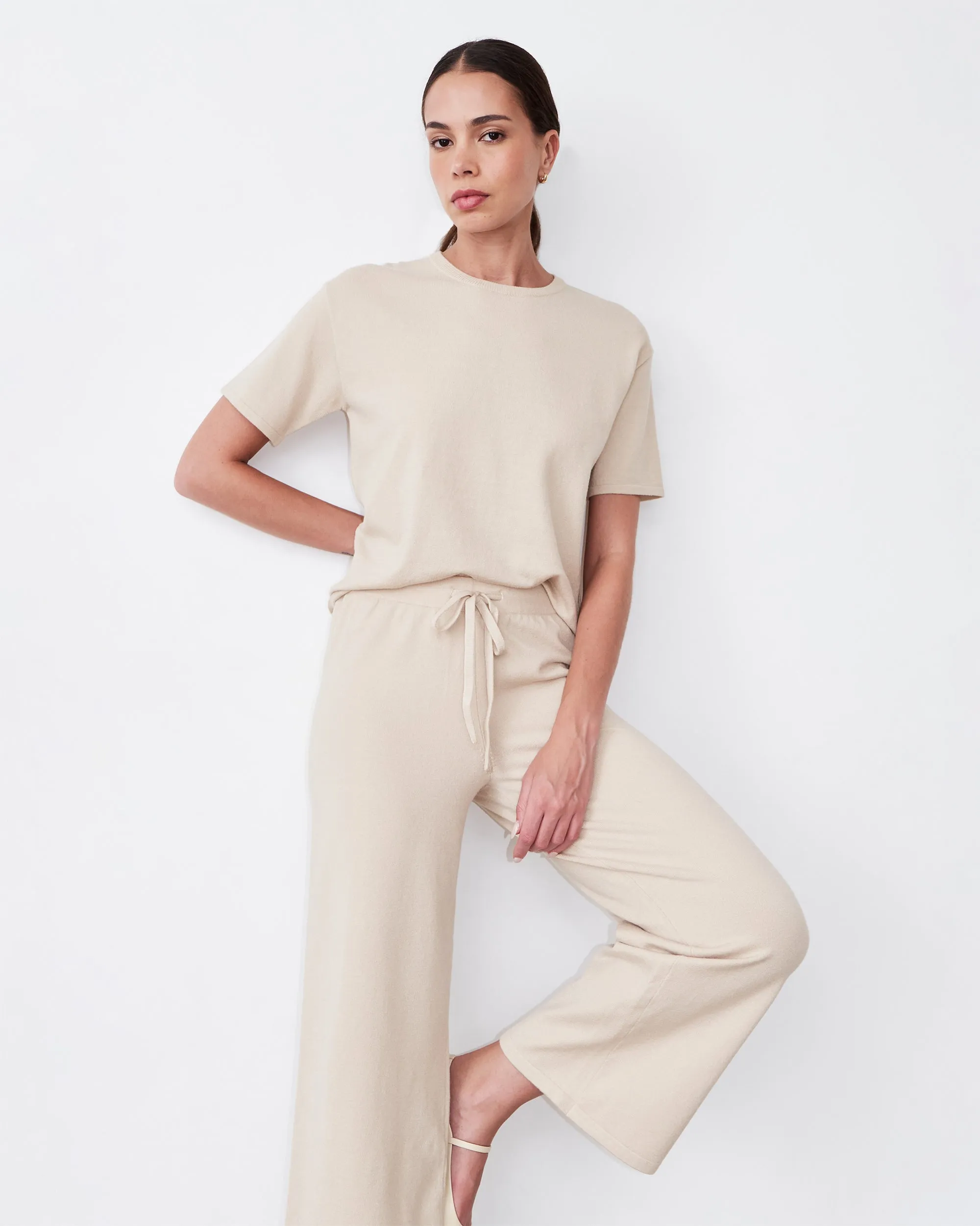 Light Soft Knit Basic Tee Double Stitched Hems
