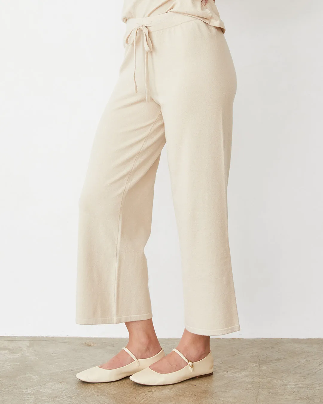 Light Soft Knit Crop Lounge Pant Loose cut Long Sleeve Shirt
