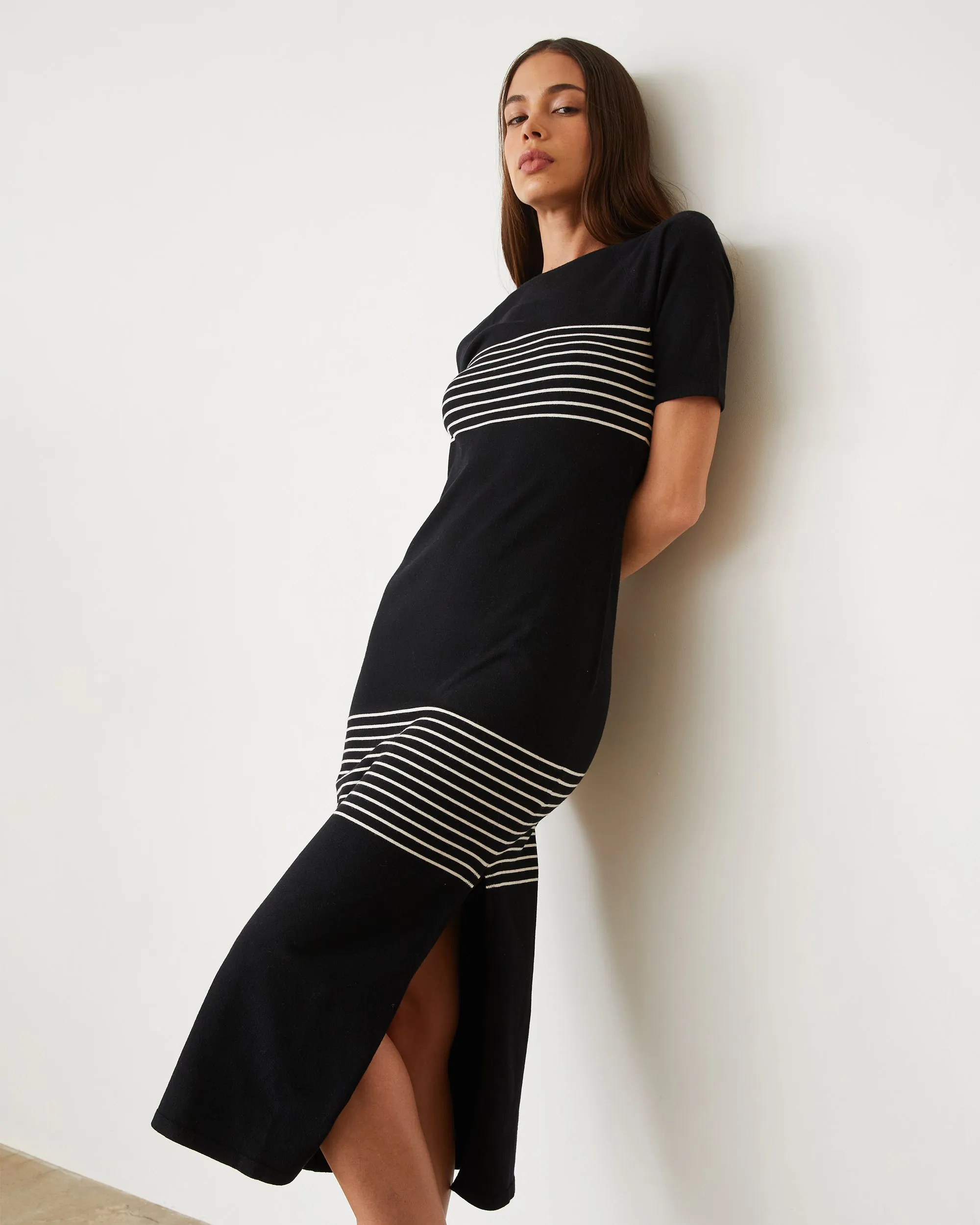 LowMaintenance Fabric Light Soft Knit Stripe Dress