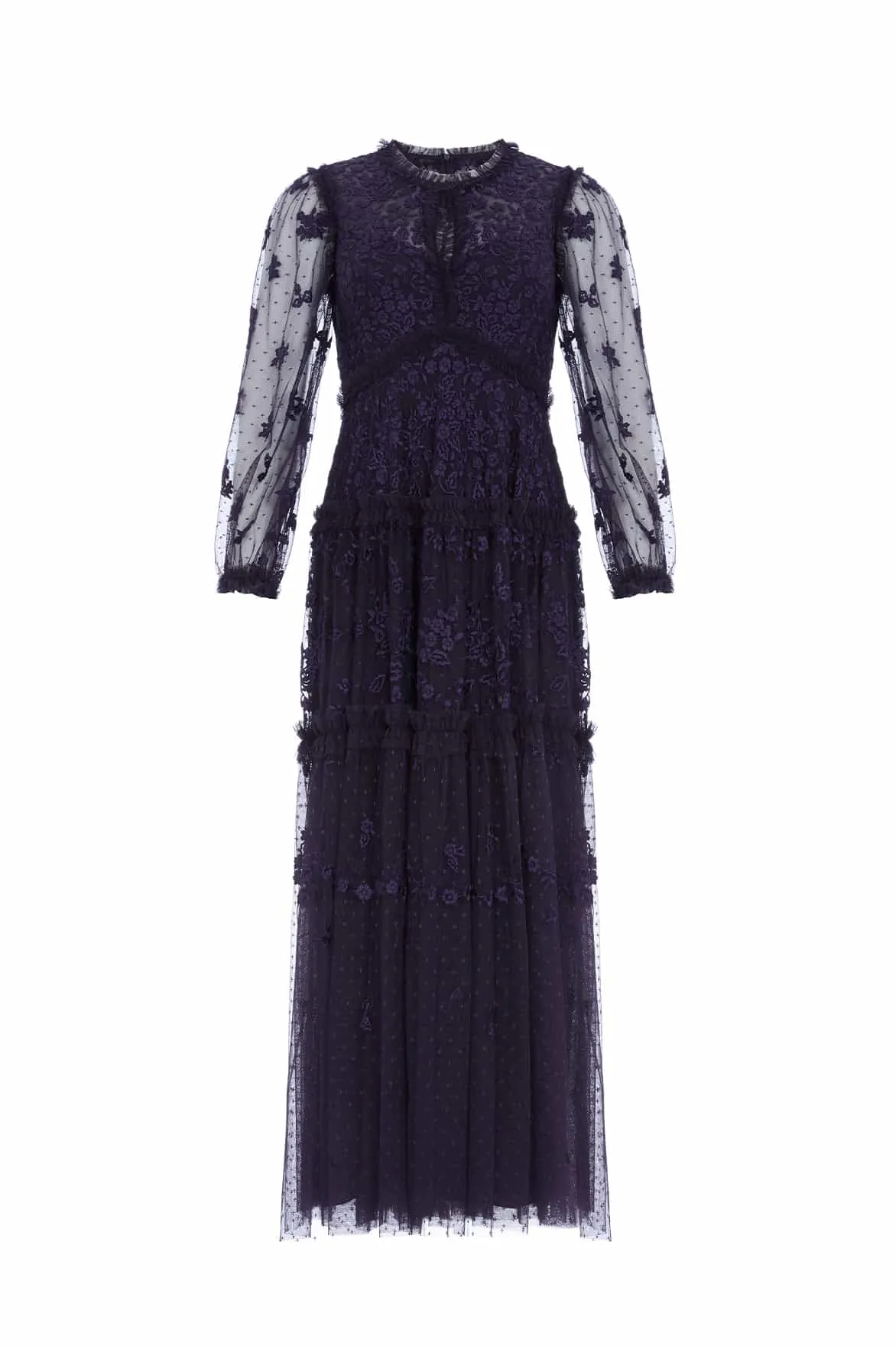 Understated Glam Work-Ready Look Autumn Lace Long Sleeve Ankle Gown
