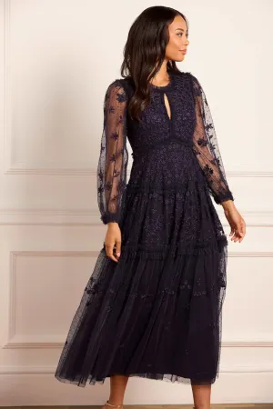 Autumn Lace Long Sleeve Ankle Gown Gloss Accent
