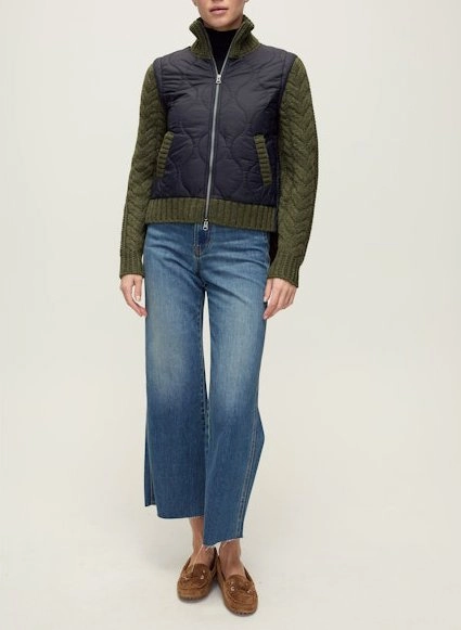 Persist Patra Mixed Media Jacket Navy/Army Melange