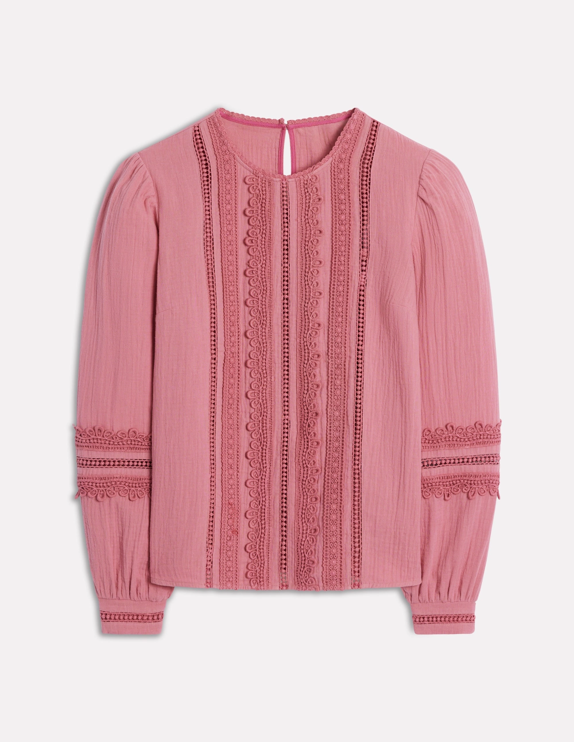 Trim Interest Double Cloth Top-Pink Heather Gym Wear