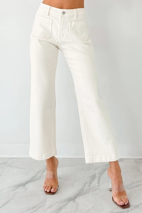 Essential Fit Bella Cropped Wide Leg Mica Denim Jeans (White Chocolate)