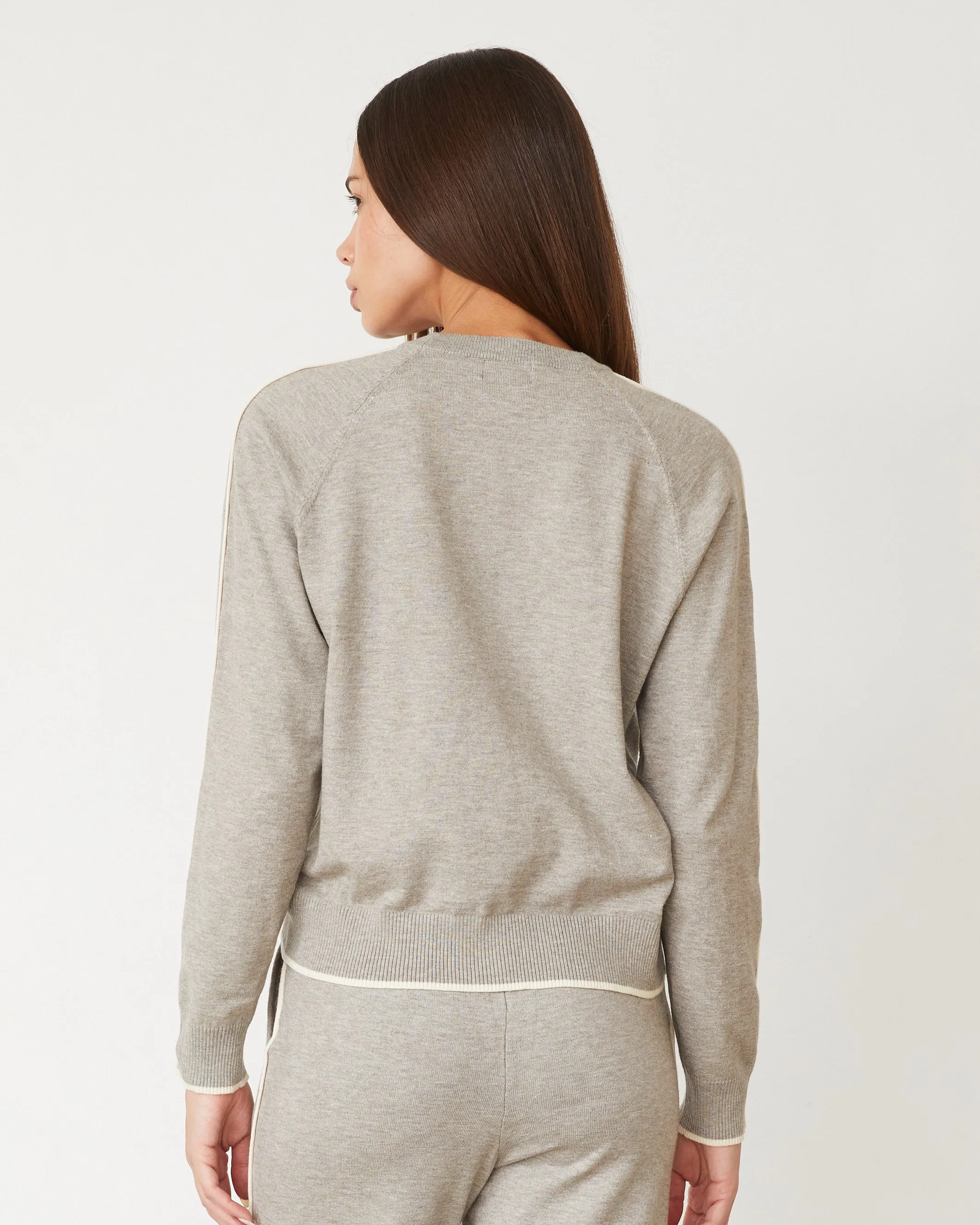 Lightknit Sweater With Contrast Piping HighNeckline StretchFit