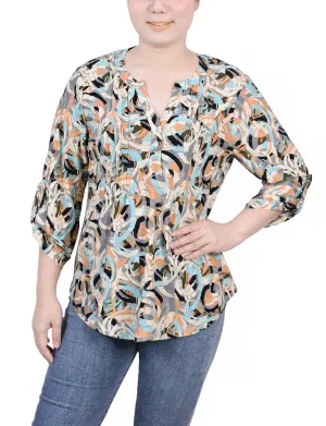 Odor Control Technology Summer Sweater 3/4 Roll Tab Pullover Top