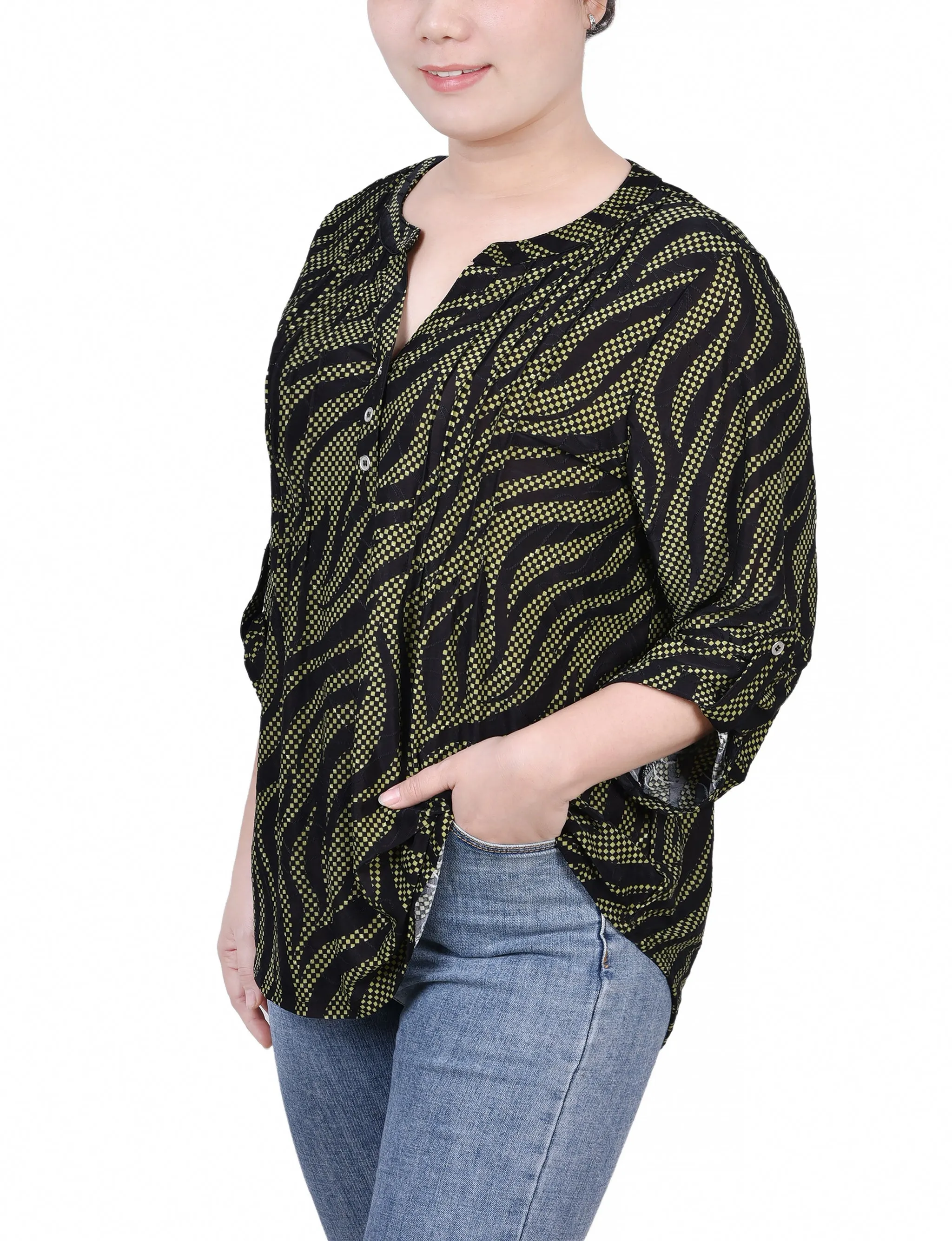 3/4 Roll Tab Pullover Top Non Chafe Armholes UVProtection Coating