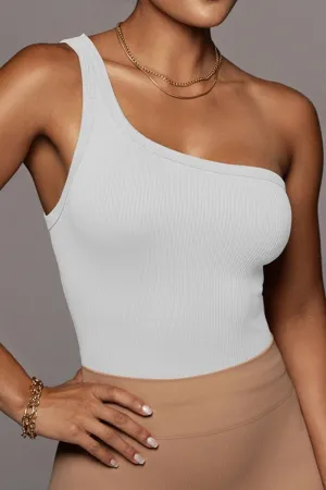 ONE SHOULDER SLEEVELESS SEXY CROP TANK TOP Buttery Soft Feel Comfy Fit