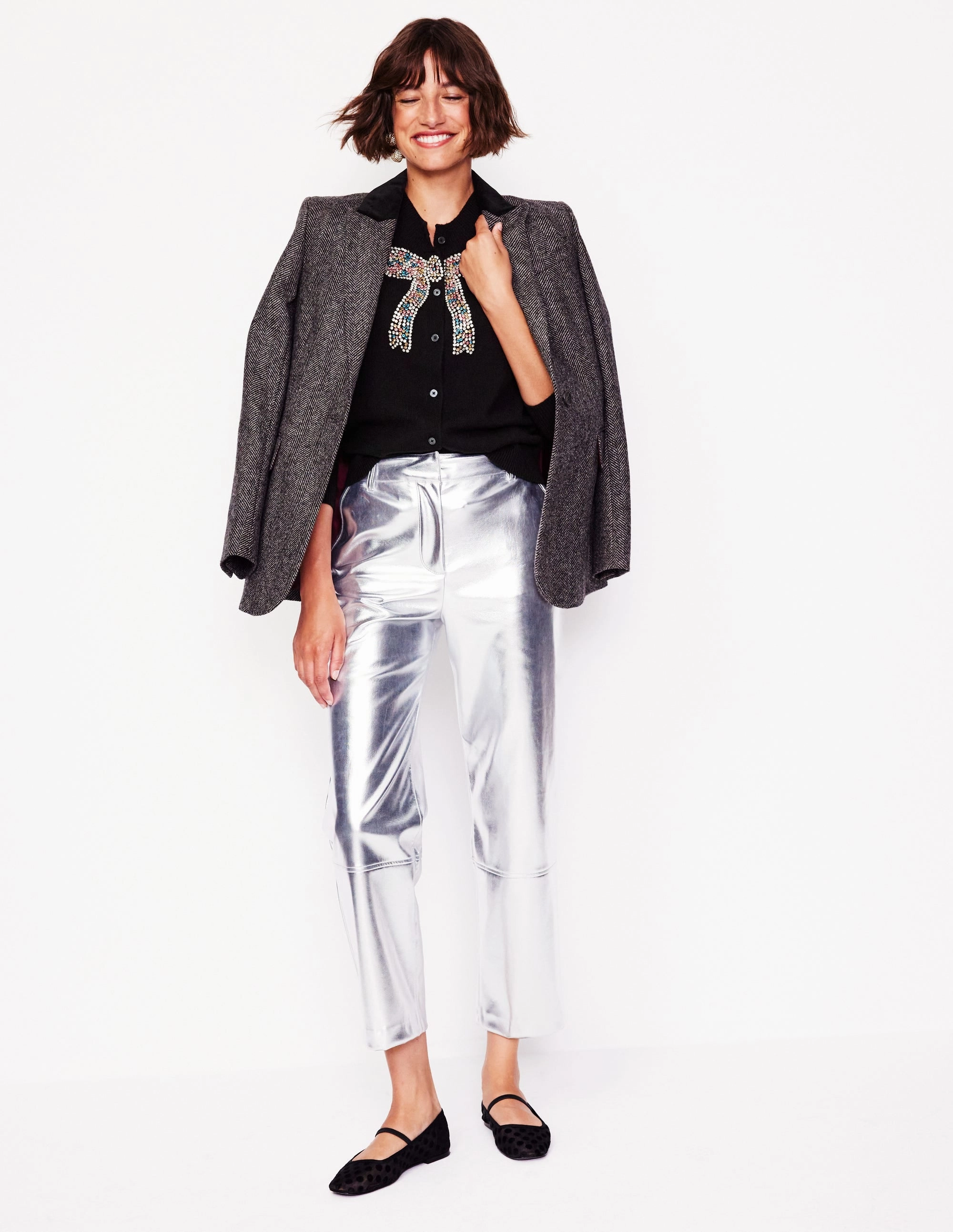 Fenella Embellished Cardigan-Black Breathable Material Relax time