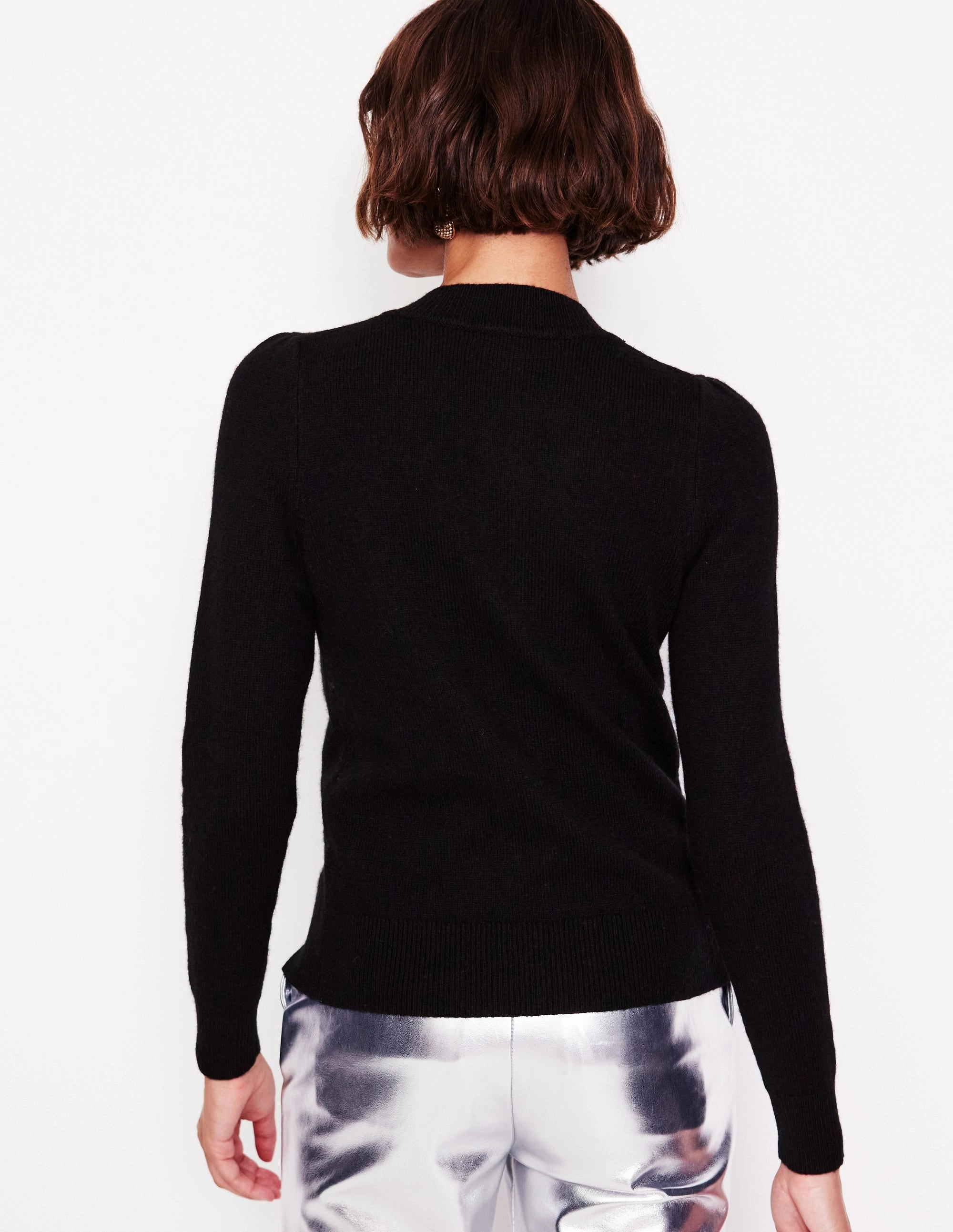Reinforced Hemline Light Drape Fenella Embellished Cardigan-Black