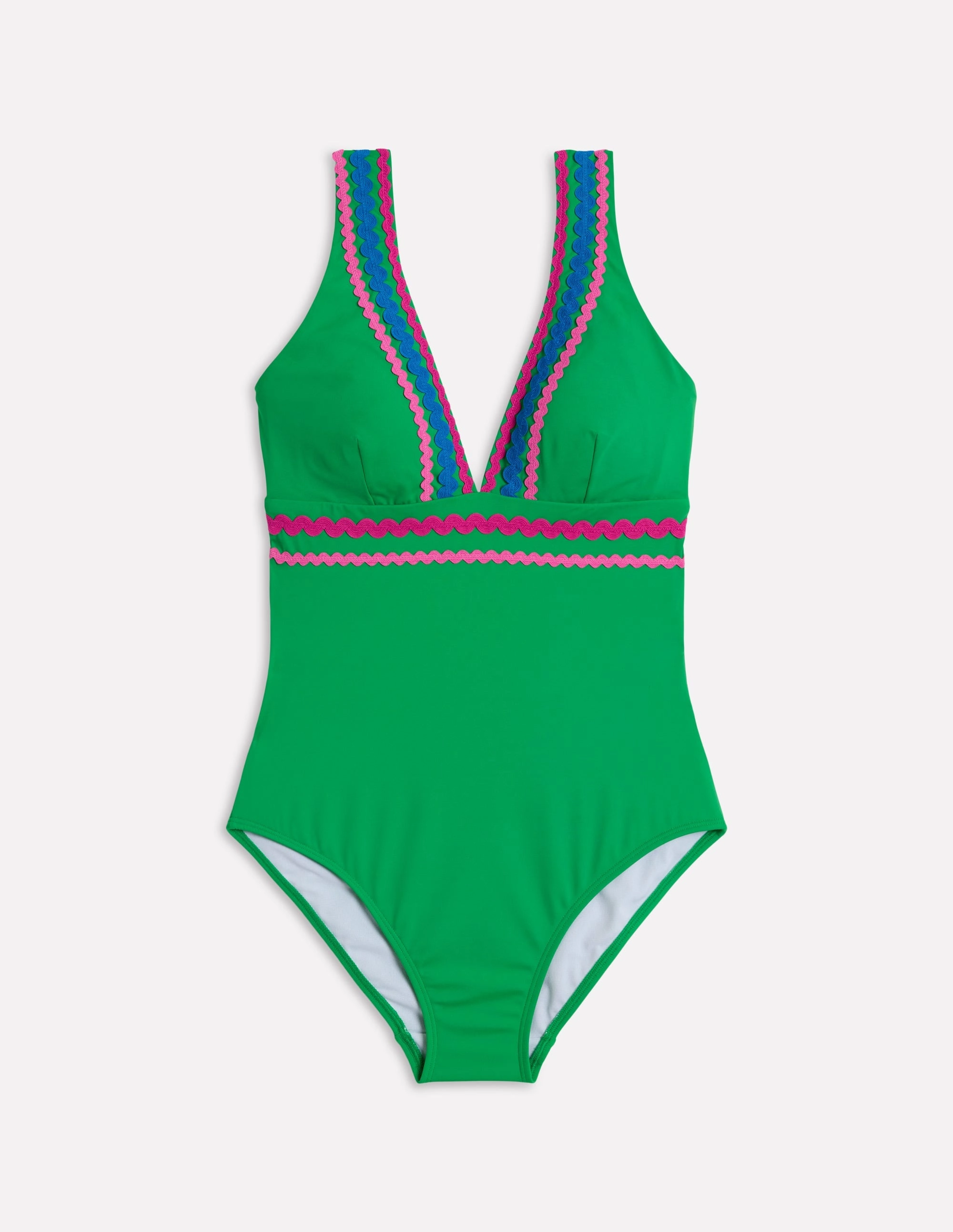 Double Layered Lining Porto V-Neck Swimsuit-Bright Green Rik Rak