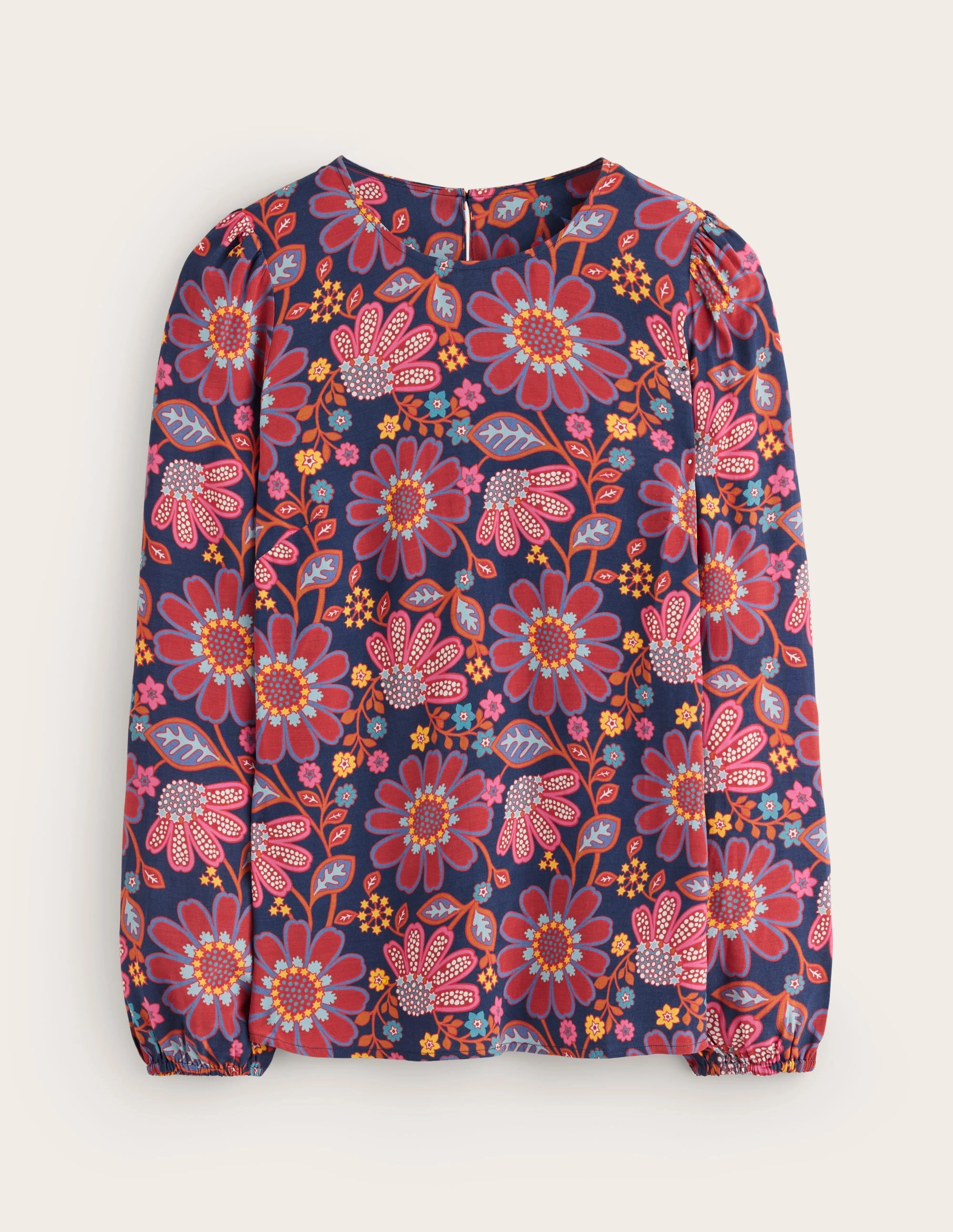 Double Chest Pocket AntiStatic Treatment Easy Printed Top-French Navy, Cosmic Meadow