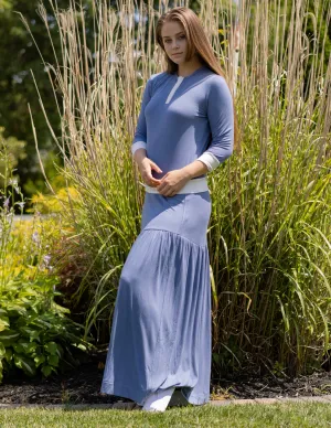 Sleek Styling Relaxed Motion Lilac Blue Drop Waist tie Maxi Skirt 8285