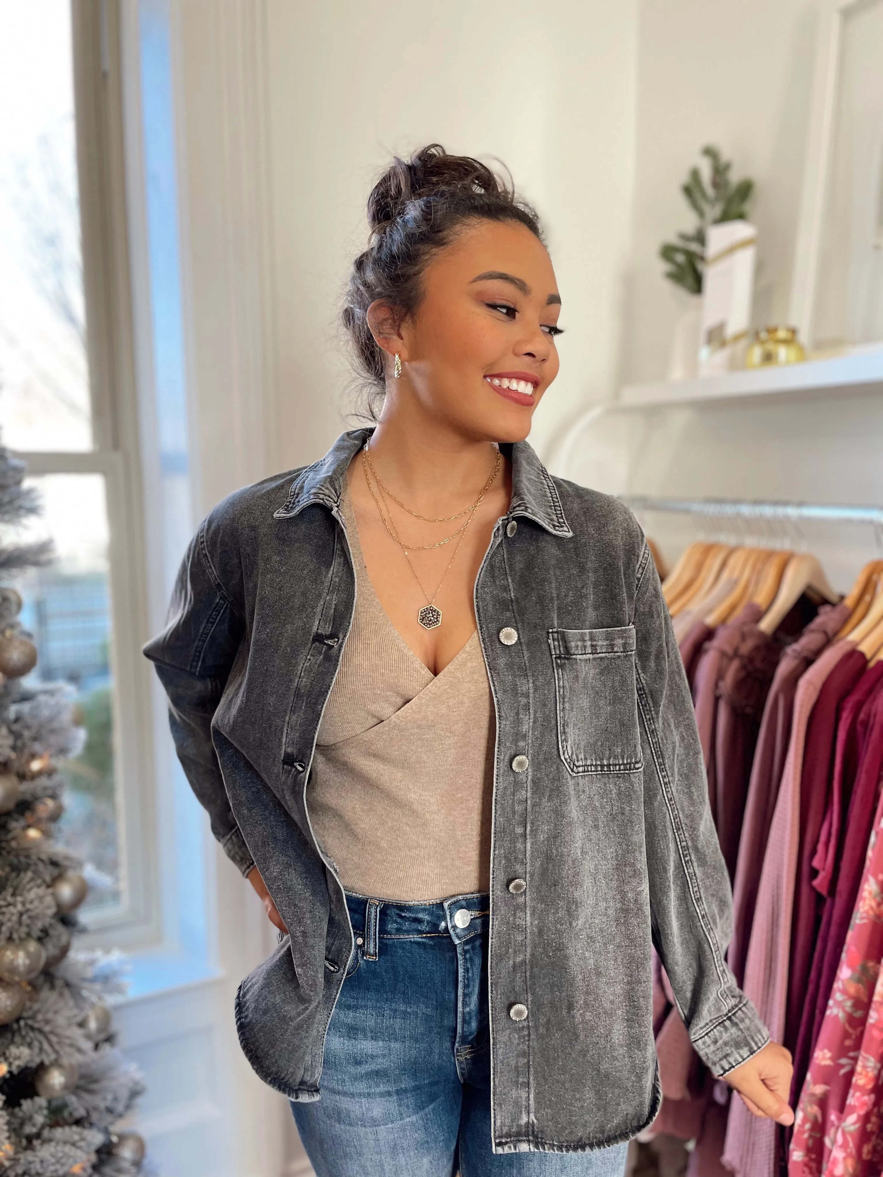 Lillee Denim Jackets-Charcoal