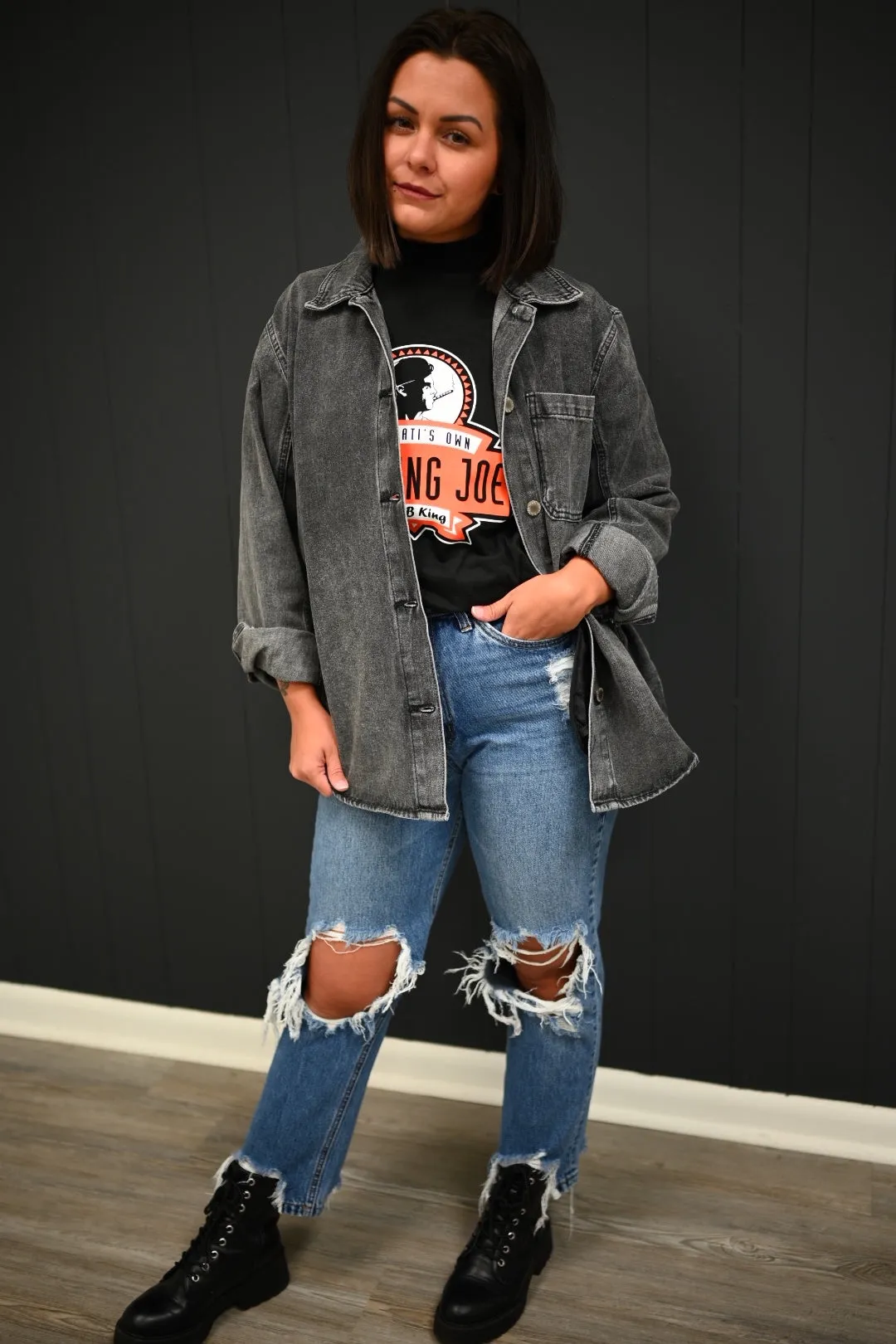 Lillee Denim Jackets-Charcoal