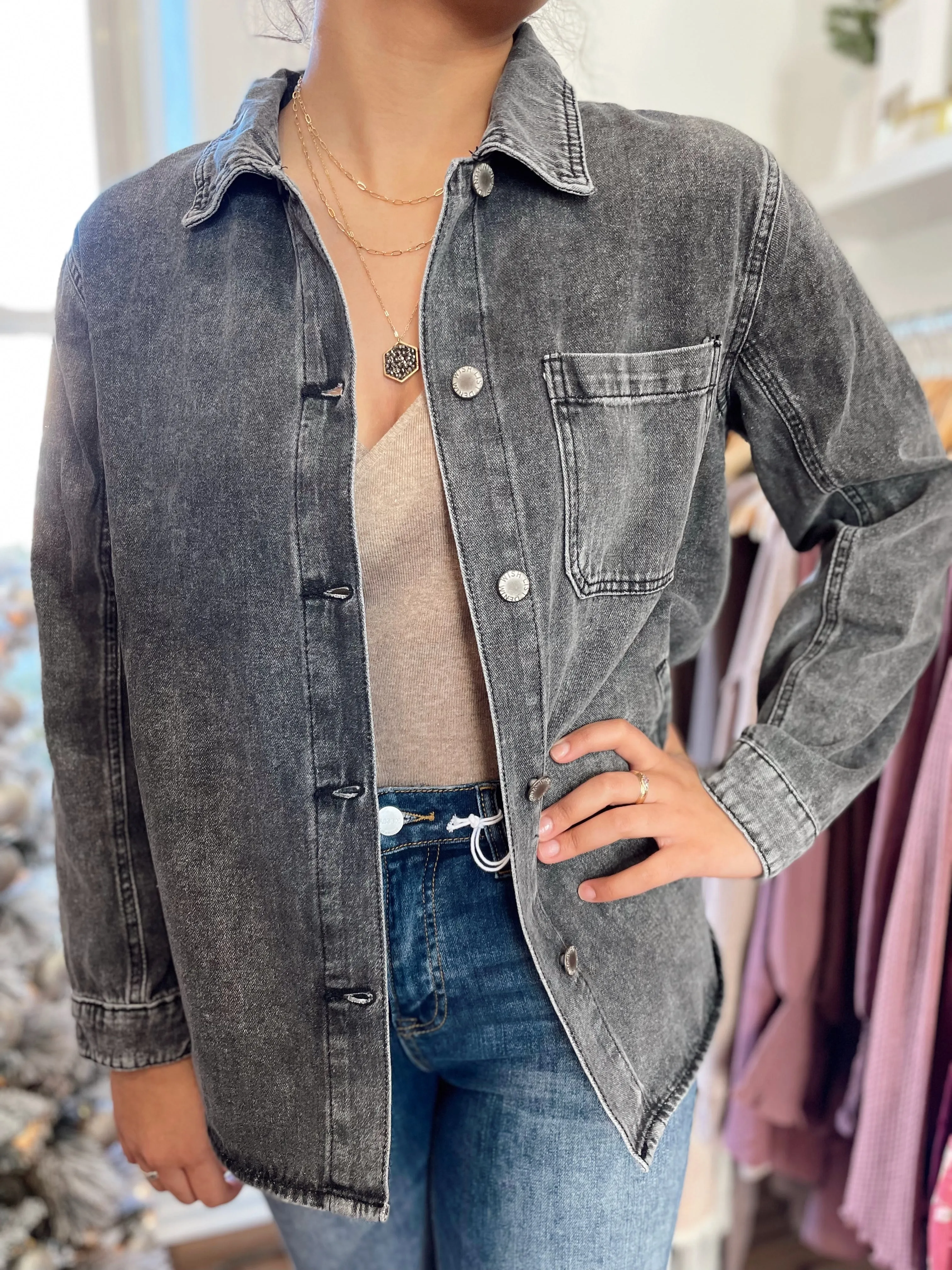Lillee Denim Jackets-Charcoal
