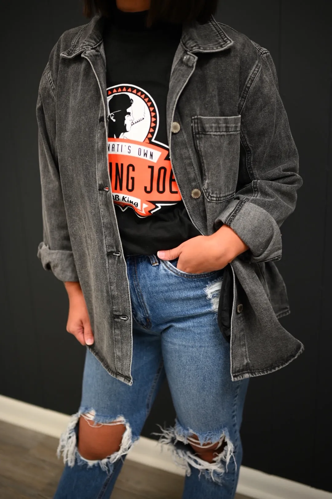 Lillee Denim Jackets-Charcoal