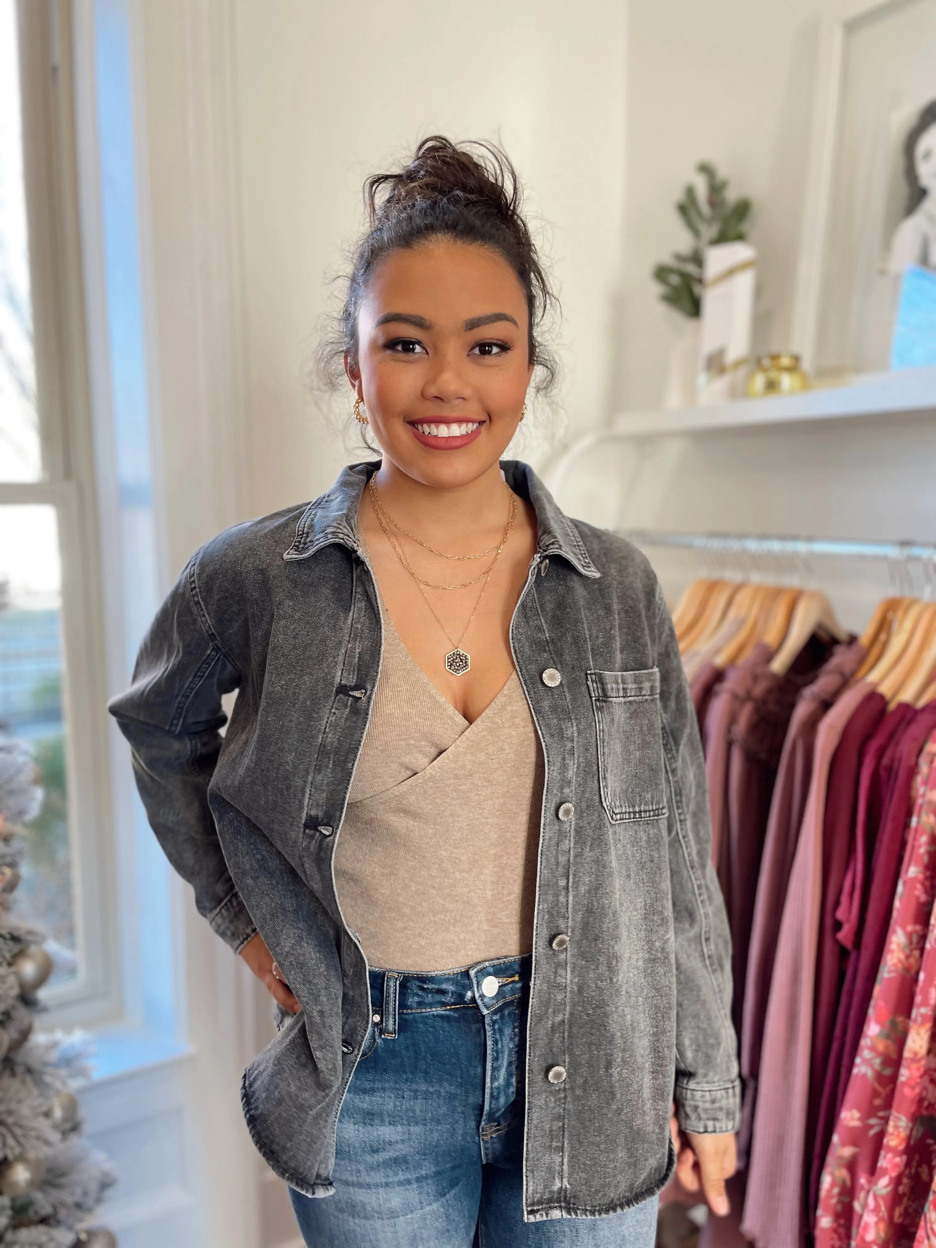 Lillee Denim Jackets-Charcoal