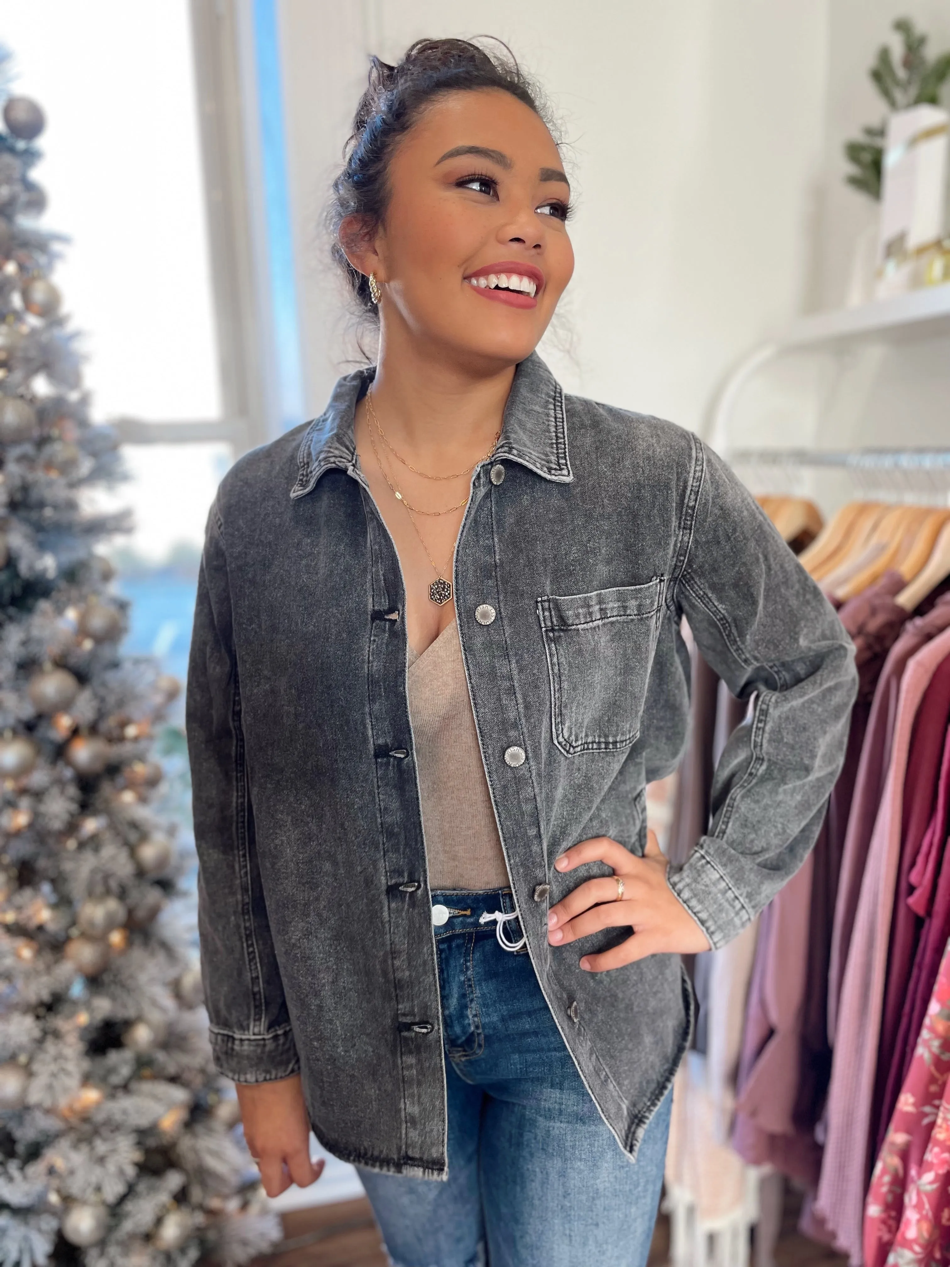 Lillee Denim Jackets-Charcoal