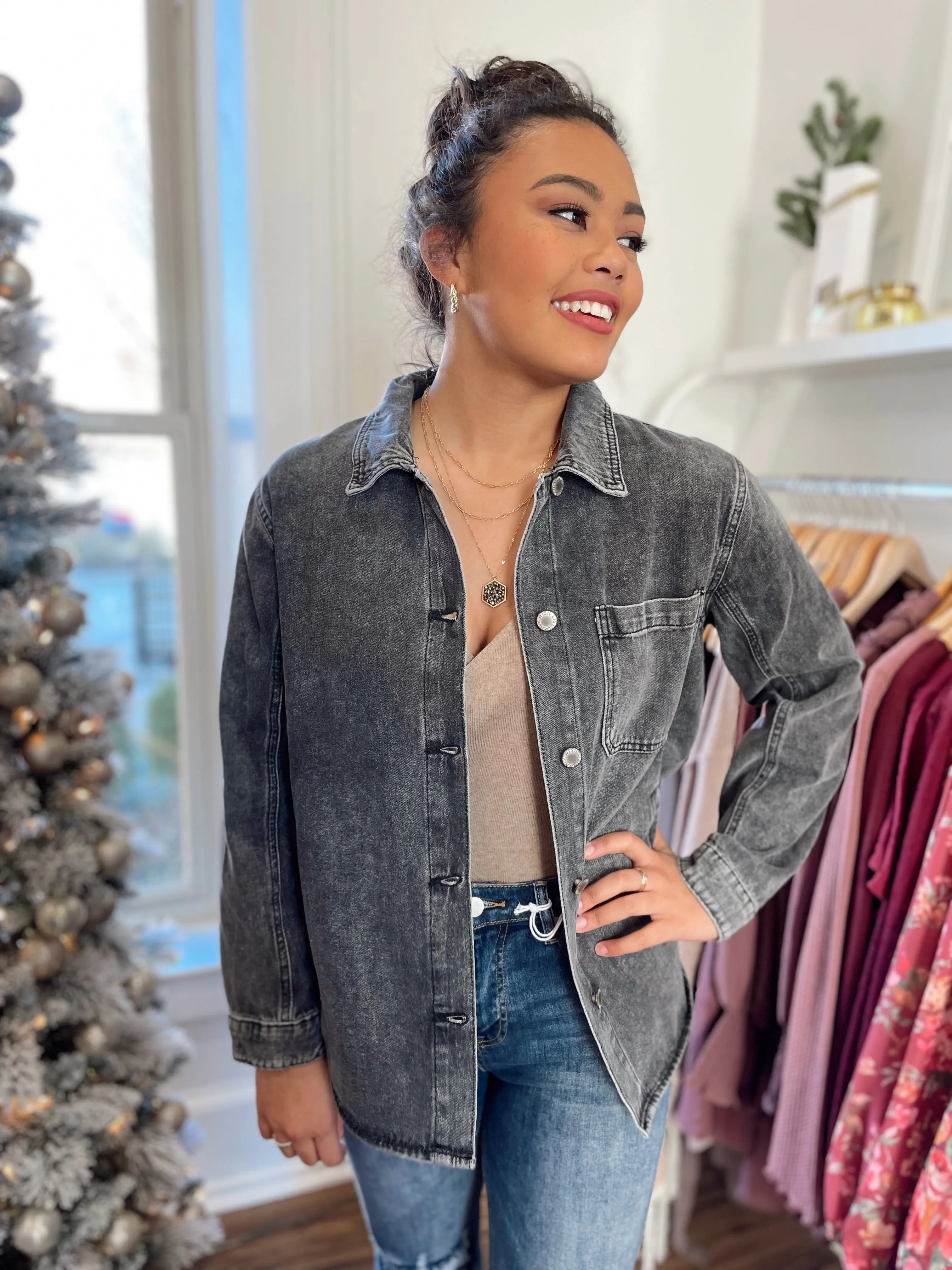 Lillee Denim Jackets-Charcoal