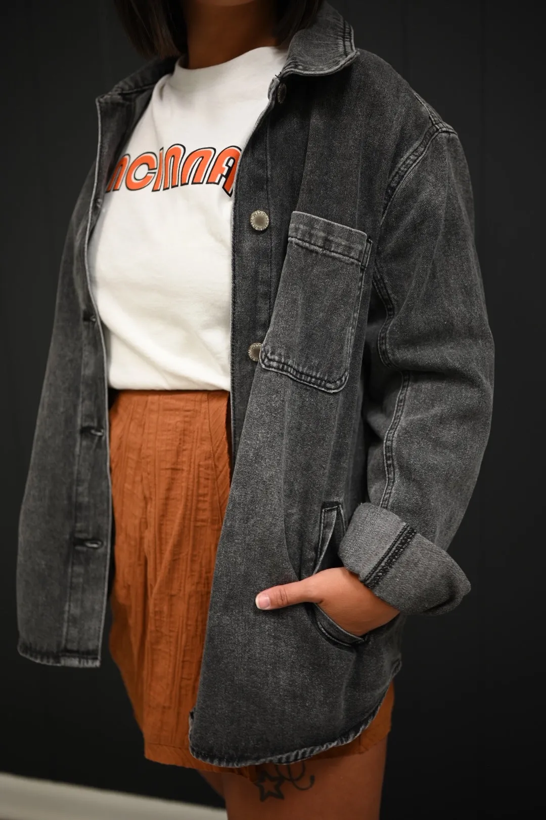 Lillee Denim Jackets-Charcoal