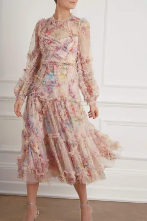 Floral Diamond Ruffle Ballerina Dress Summer Staple Stay Cool