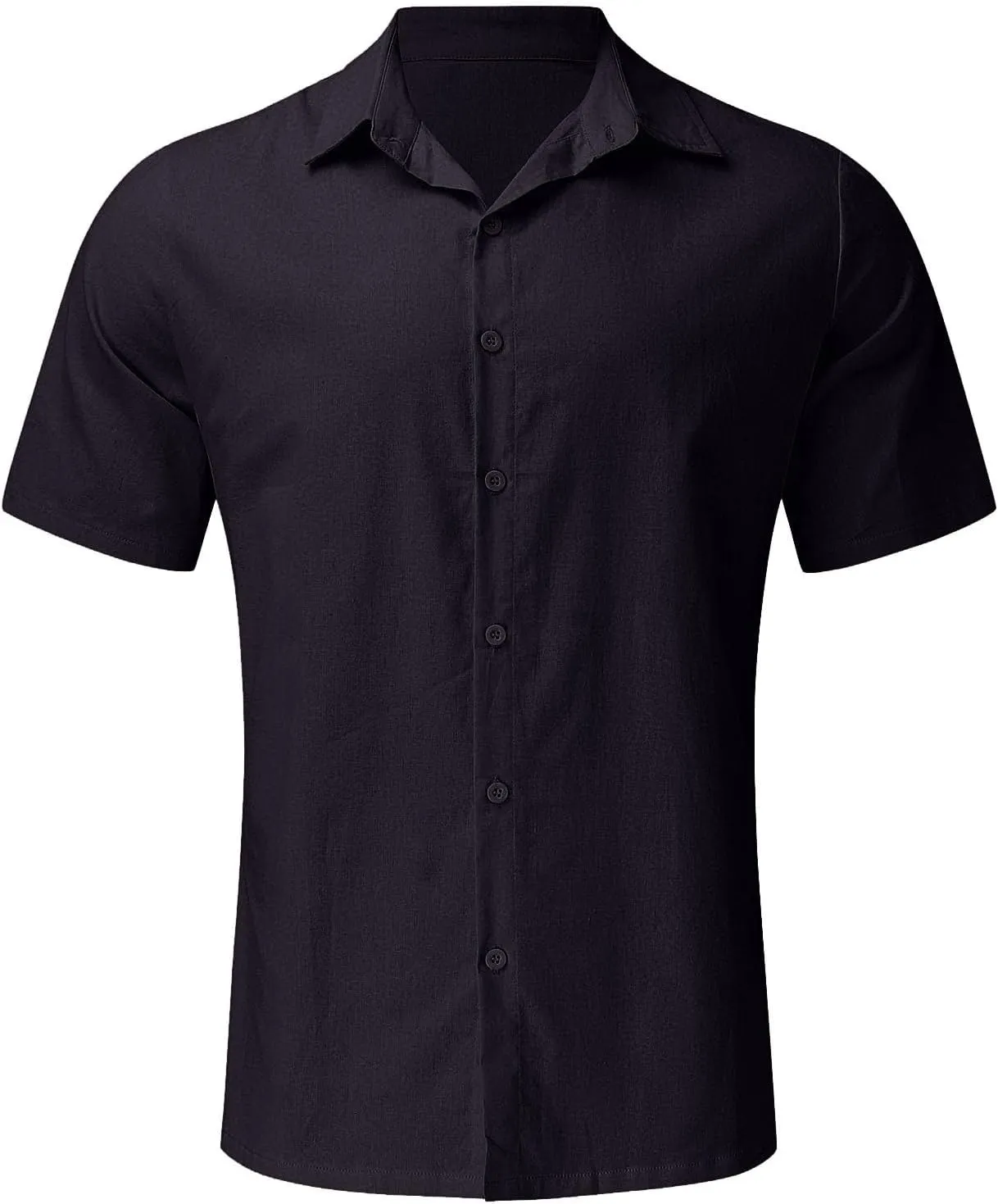 Linen Shirts for Men Short Sleeve Button Down Summer Casual Beach Top Lightweight Loose Sun Protection Fishing Shirt