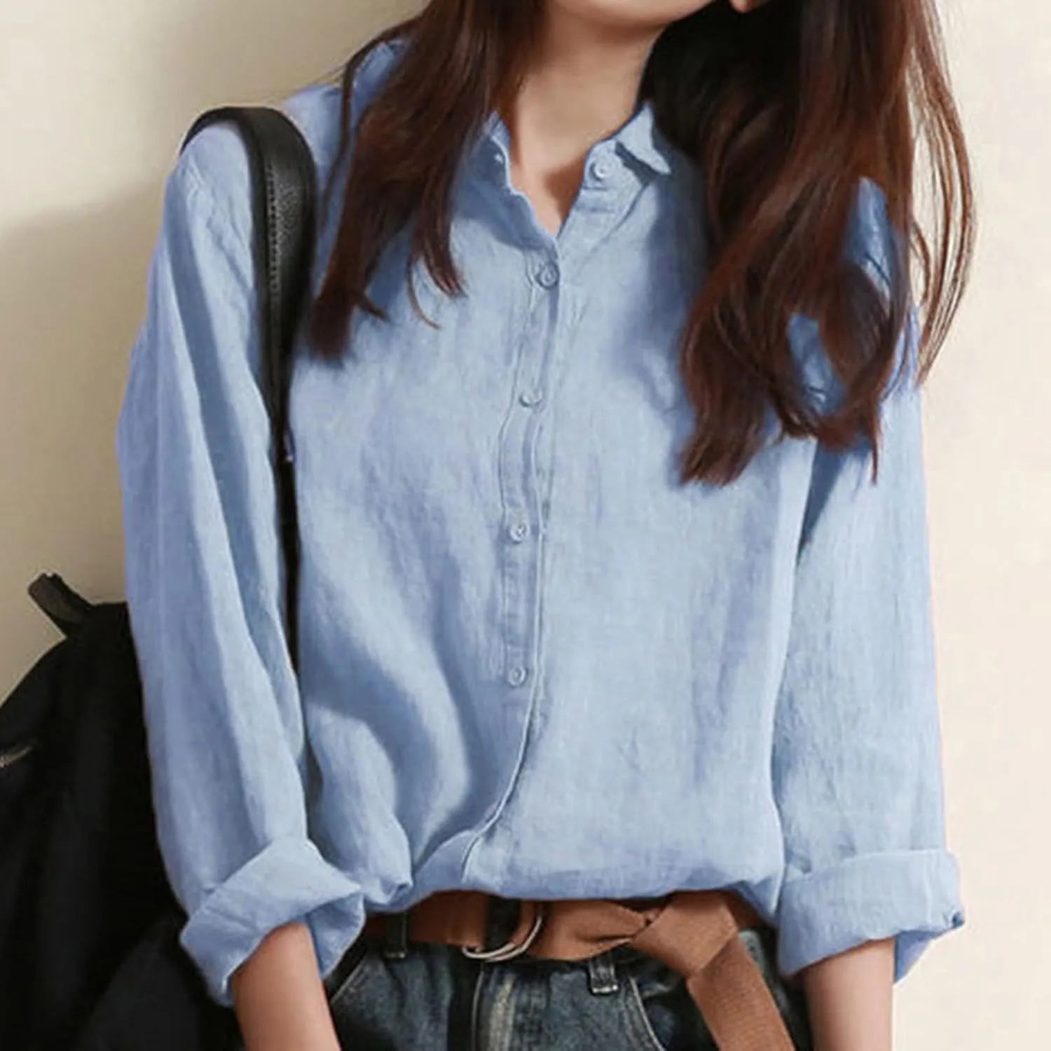 Linen Shirts for Women Button-Down Dress Shirts Long Sleeve Wrinkle Free Casual Business Office Work Oxford Shirts