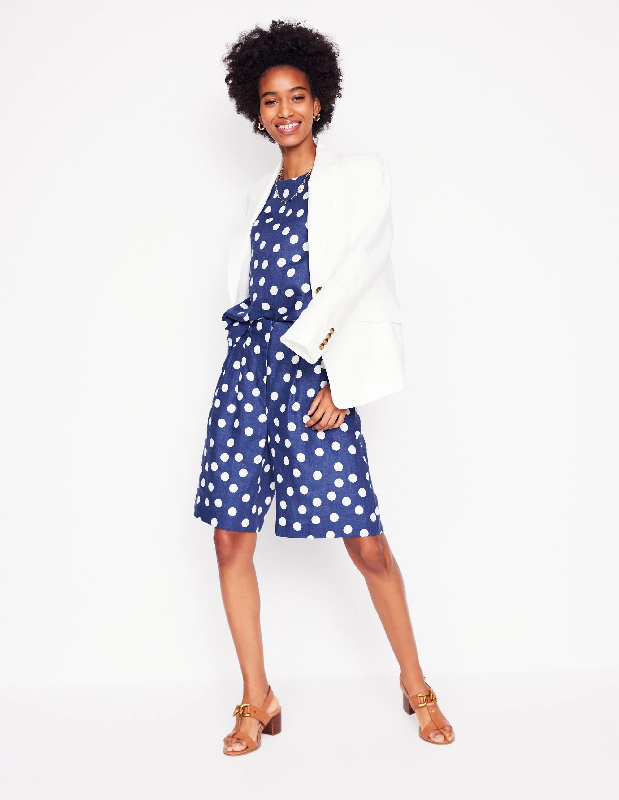 MultiPocket Configuration Linen Shell Top-Starboard Blue, Painted Dot