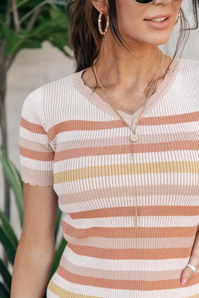 Lisa Striped Sweater in Peach - FINAL SALE