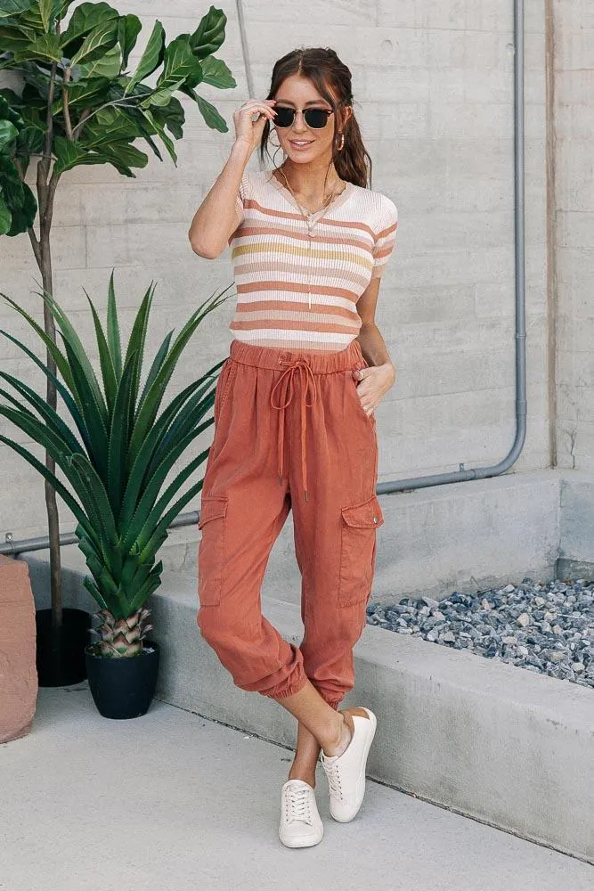 Lisa Striped Sweater in Peach - FINAL SALE