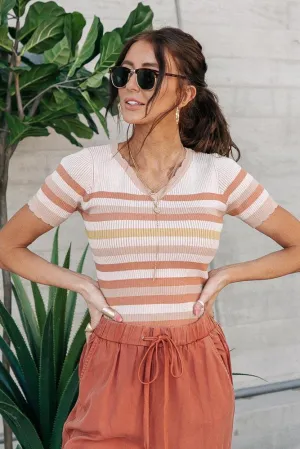 Lisa Striped Sweater in Peach - FINAL SALE