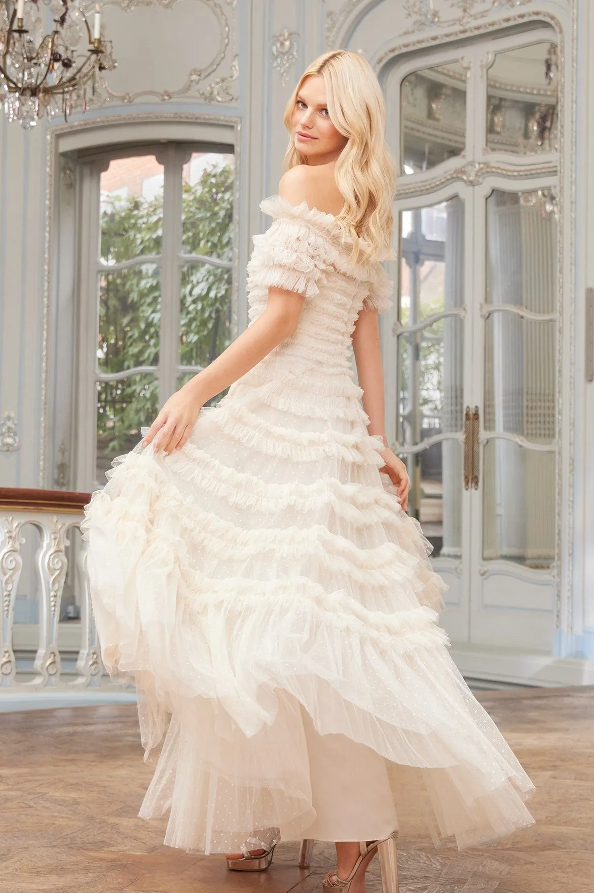 Lisette Ruffle Off Shoulder Gown Wedding Style