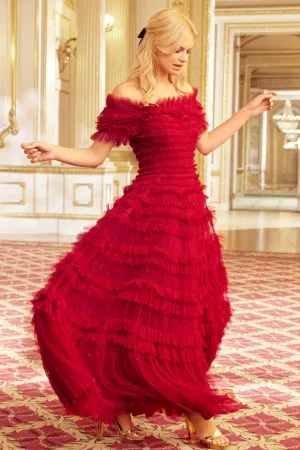 Lisette Ruffle Off Shoulder Gown Cool Look