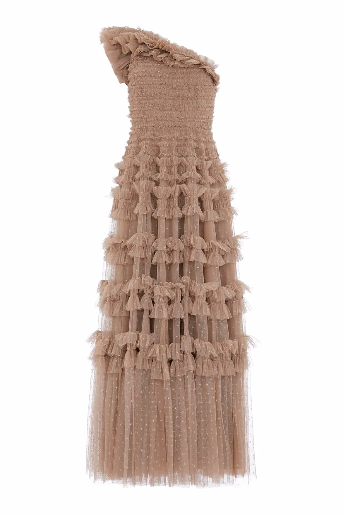 Deep Hue Lisette Ruffle One-Shoulder Gown