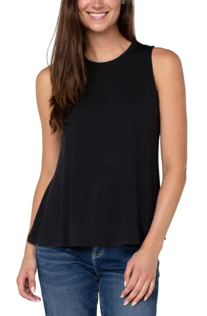 Liverpool Sleeveless Scoop Neck Tank Layered Ply Construction FlexibleWaistband