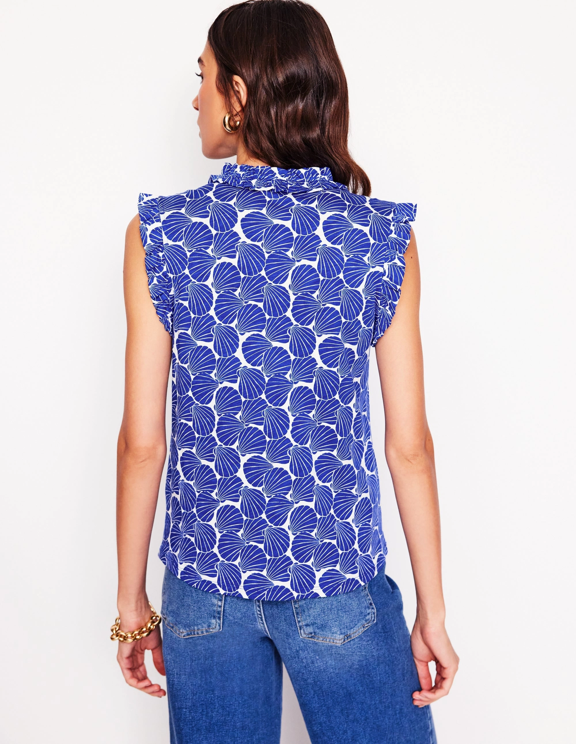 TumbleDryFriendlyMaterial MinimalistAesthetic Lola Sleeveless Top-Bright Blue, Seashell